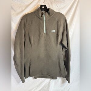 The North Face Olive Green Quarter-Zip Fleece with Light Blue Accent
